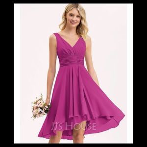 A-Line V-neck Asymmetrical Chiffon Dress